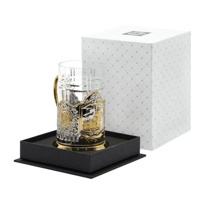 Набор для чая "Крым" никелированный с позолотой