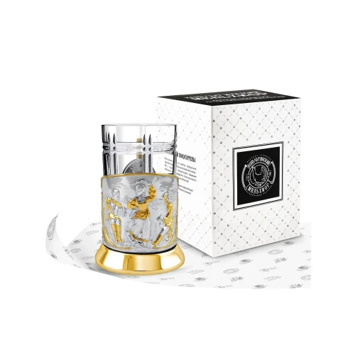 Набор для чая никелированный с позолотой "Русские пляски" Набор для чая никелированный с позолотой "Русские пляски"