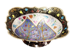 Конфетница латунь резная цветная эмаль h-20 см