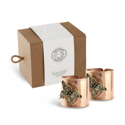 Набор колец д/салфеток "Бабочки" медный с чернением 2 пр.