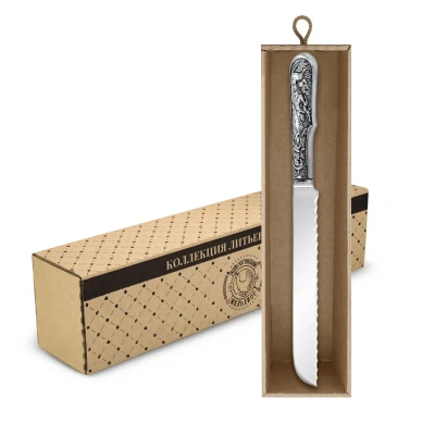 Нож для хлеба "Пойнтер" латунный посеребренный с чернением