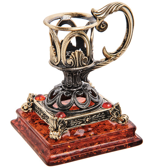 AM-2946 Подсвечник "Ночник Винтаж" (латунь, янтарь)