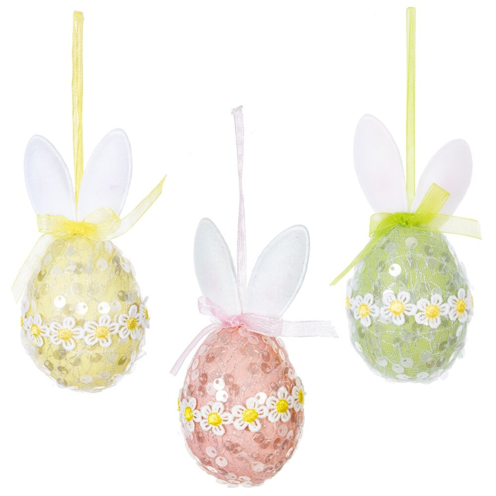 Изделие декоративное подвесное "Яйцо" (блок 12шт), L6 W6 H11 см, 3в.