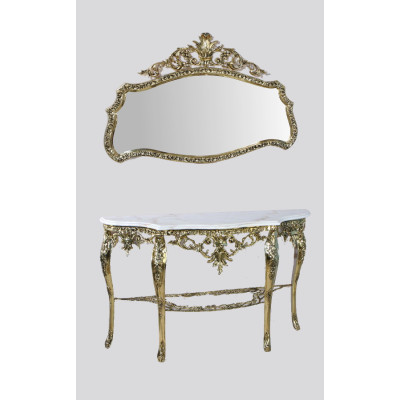 Зеркало "Конша" в латунной раме, золото