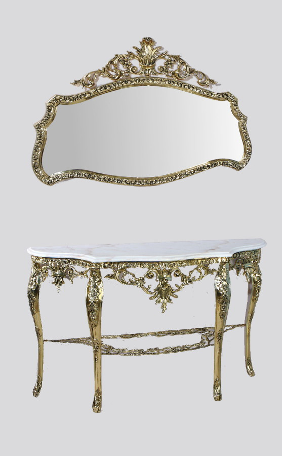 Зеркало "Конша" в латунной раме, золото