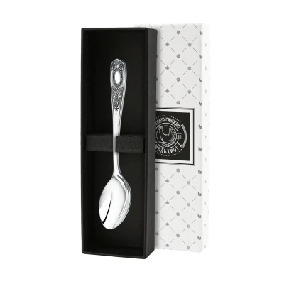 Ложка кофейная №1 посеребренная с чернением