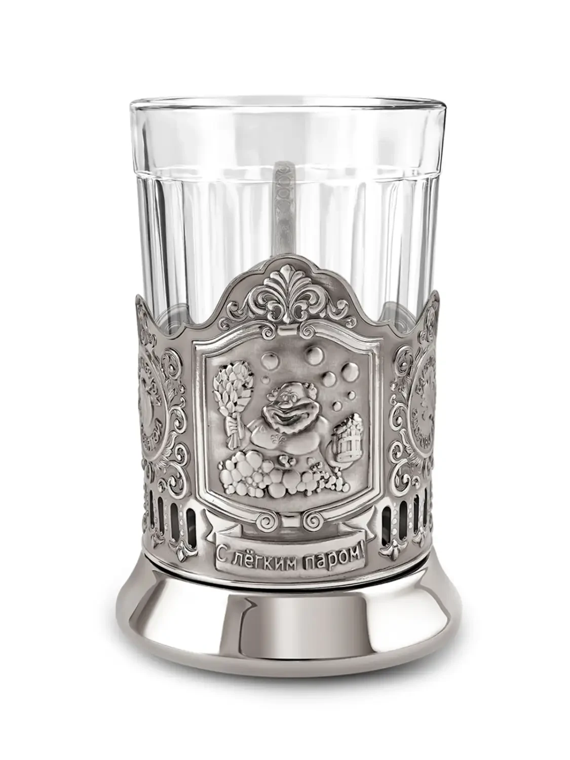 Набор для чая "Банный" никелированный с чернением