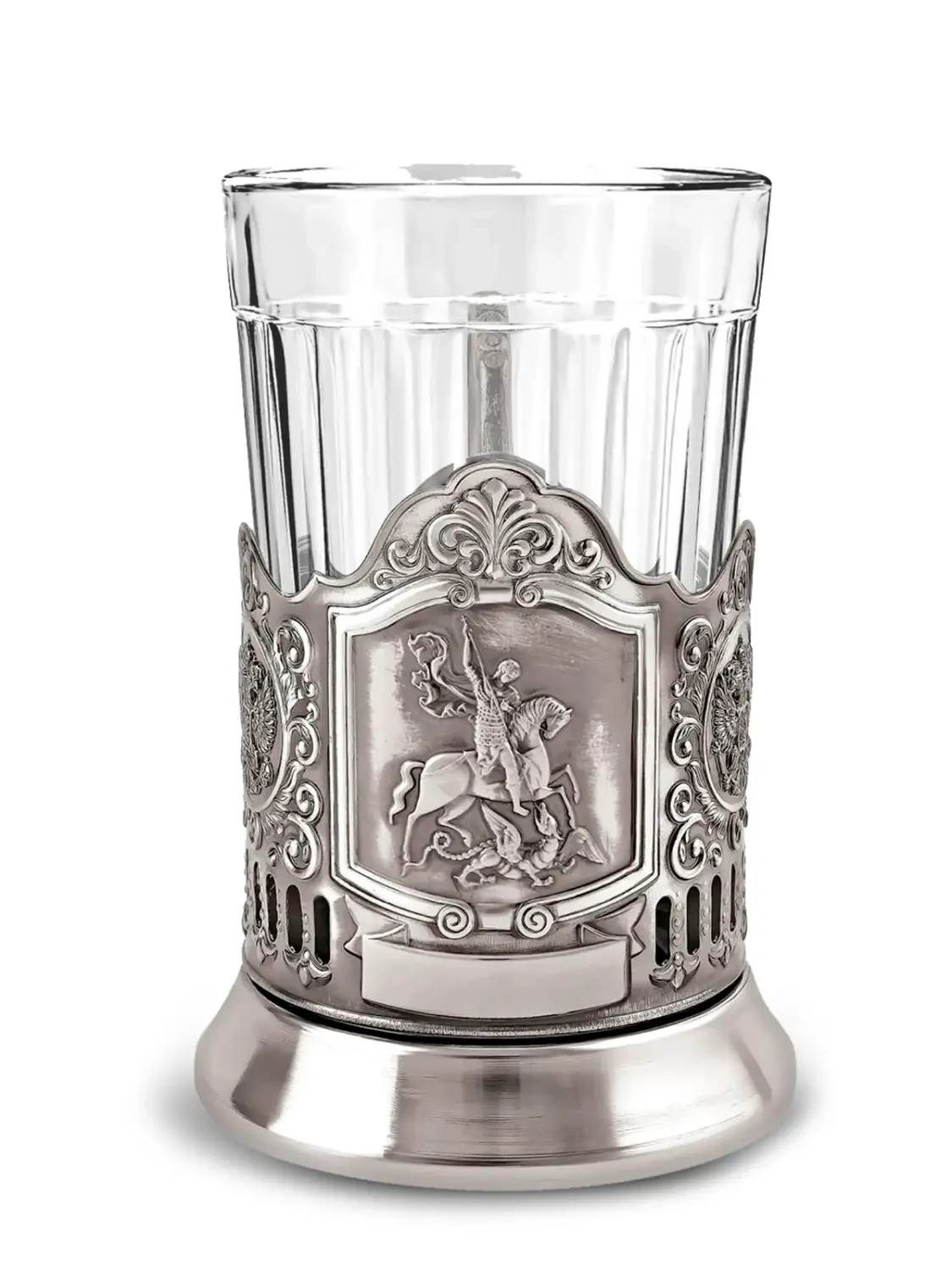 Набор для чая "Георгий Победоносец" никелированный с чернением