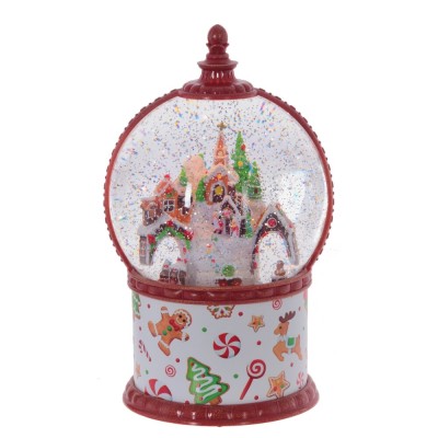 Фигурка декор в стекл шаре "Пряничный домик" (свет, вьюга, муз, движ, AA х3 н/п +USB) L15 W15 H27 см Фигурка декор в стекл шаре "Пряничный домик" (свет, вьюга, муз, движ, AA х3 н/п +USB) L15 W15 H27 см