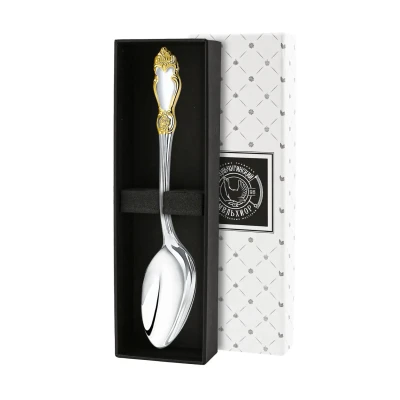 Ложка чайная "Серебряная роза" с позолотой