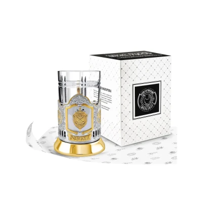 Набор для чая никелированный с позолотой  "ФСБ"