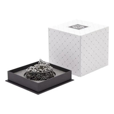 Шкатулка "Бабочка" латунная посеребренная с  чернением