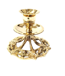Подсвечник латунь резная полированная h-10 см