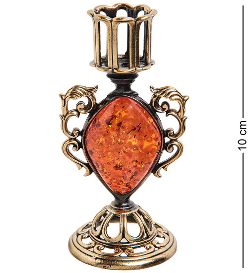 AM-2950 Подсвечник "Канделябр" (латунь, янтарь)