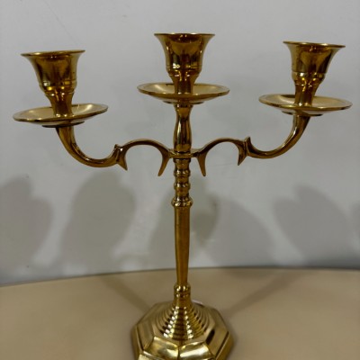 Подсвечник на 3 свечи латунь полированный 9,5"