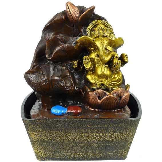 Фонтан Ганеша 21см полистоун