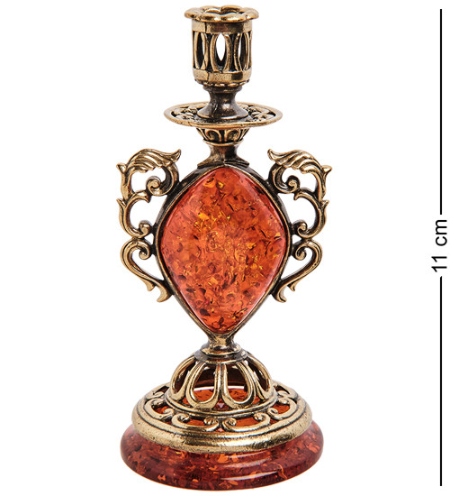 AM-2951 Подсвечник "Канделябр" (латунь, янтарь)
