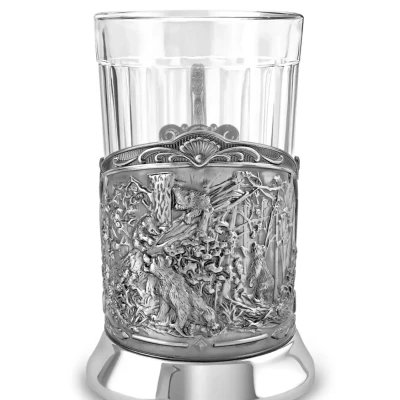 Набор для чая "Мишки в лесу" никелированный чернением