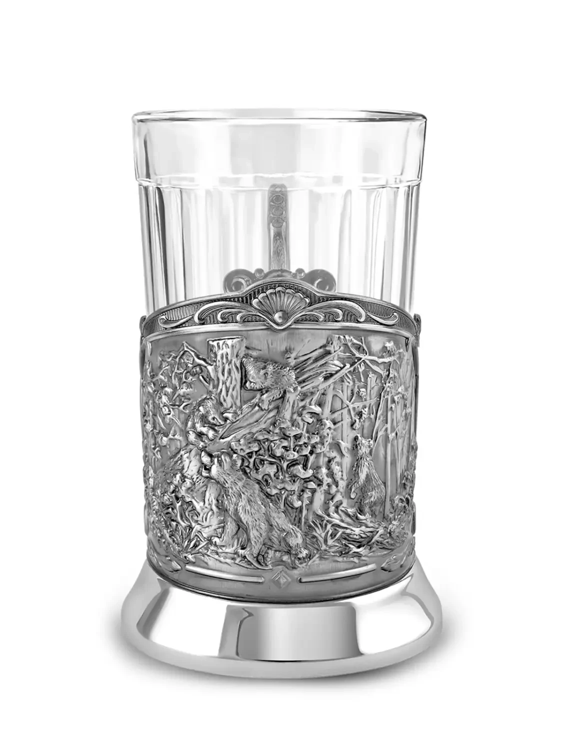 Набор для чая "Мишки в лесу" никелированный чернением