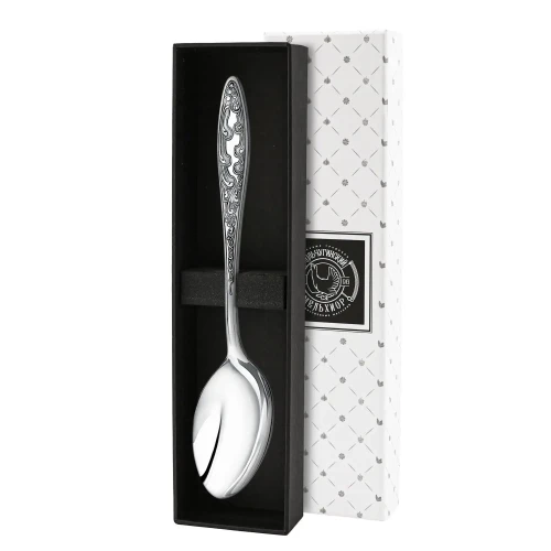 Ложка десертная "Морозко" посеребренная с чернением
