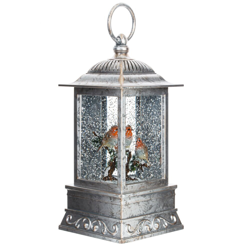 Изделие декоративное "Фонарь" (подсвет, вьюга, 3хАА н/п), L10 W10 H27 см