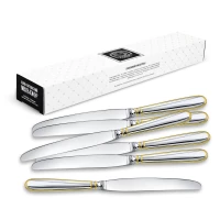 Набор столовых ножей "Капелька" посеребренный с позолотой