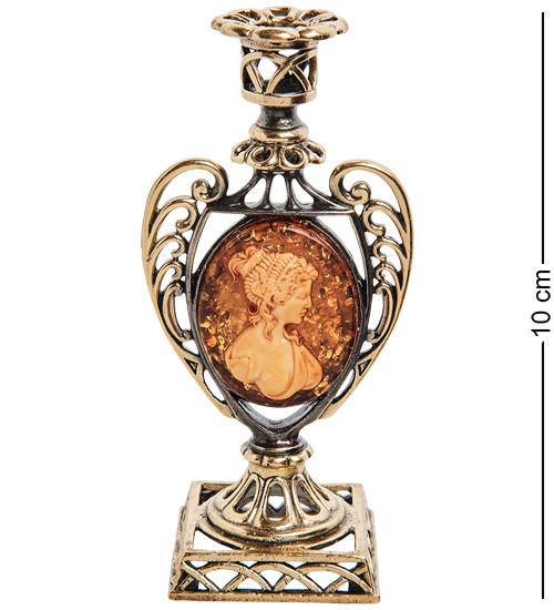 AM-2952 Подсвечник "Камея" (латунь, янтарь)