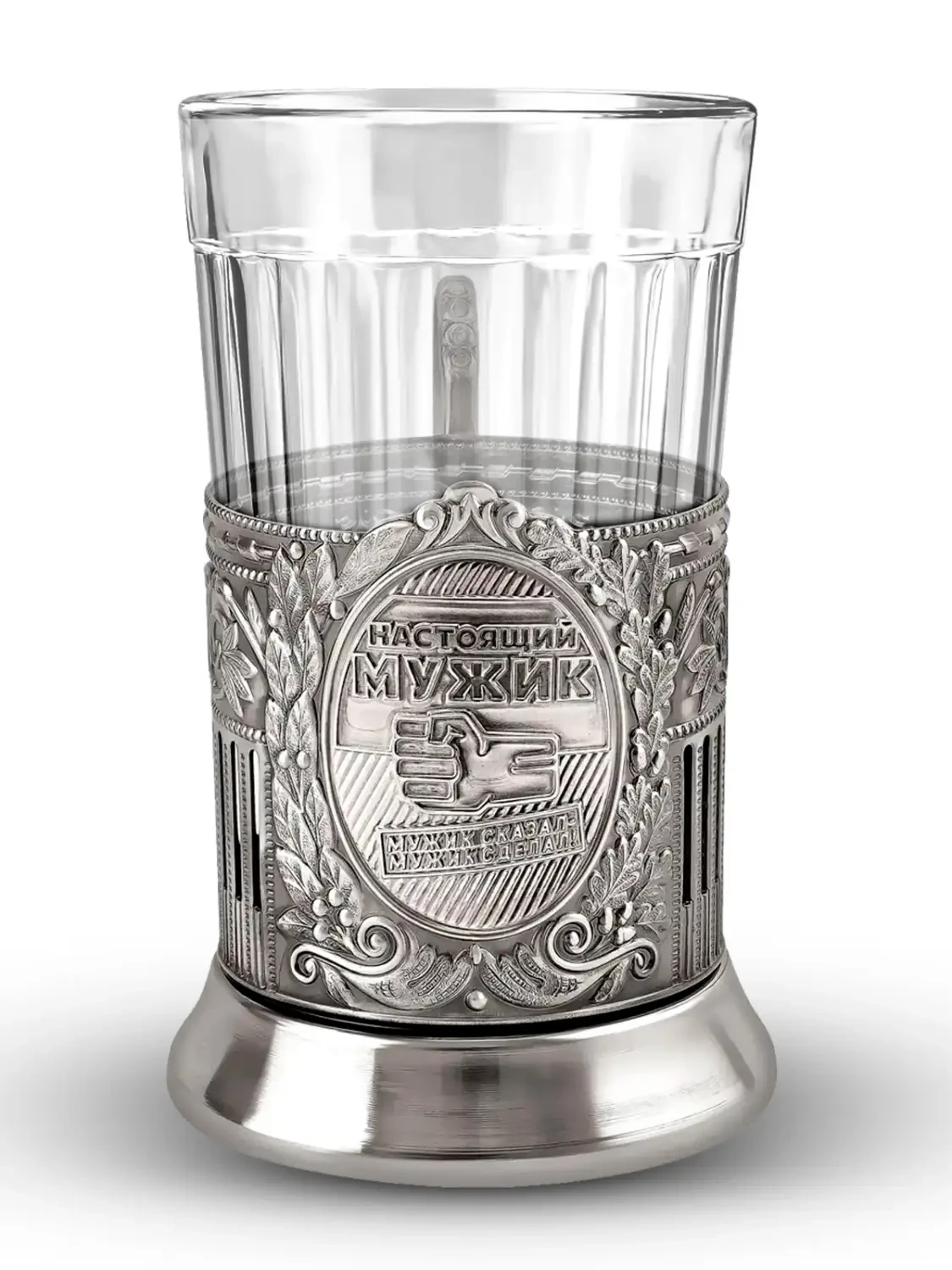 Набор для чая "Настоящий мужик (Советский)" никелированный чернением