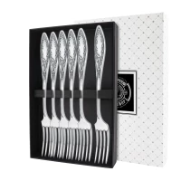 Набор столовой вилки "Пламя" посеребренный с чернением