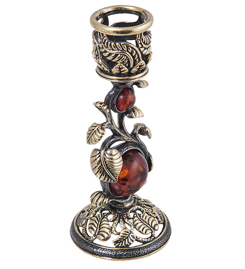 AM-4037 Подсвечник "Лоза" (латунь, янтарь)