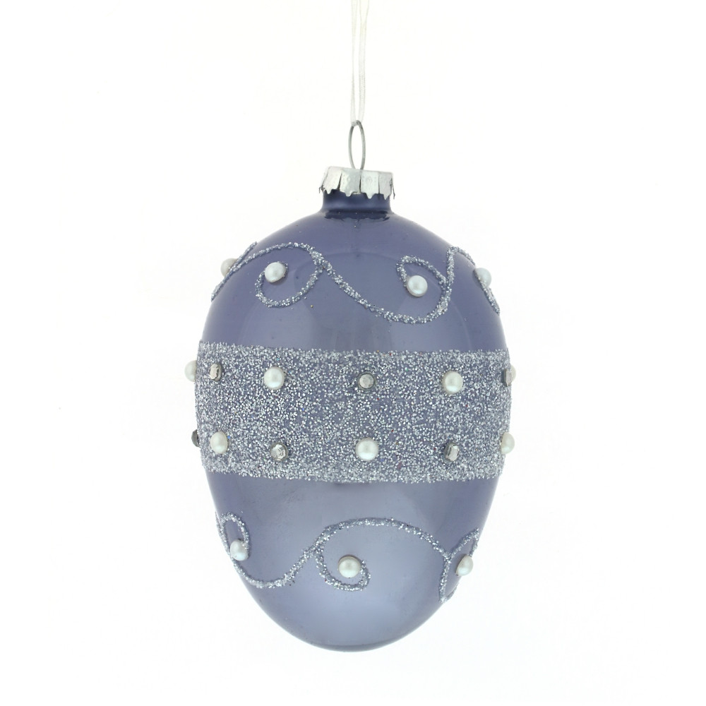 Украшение новогоднее "Яйцо со стразами",  L8 W8 H12 см