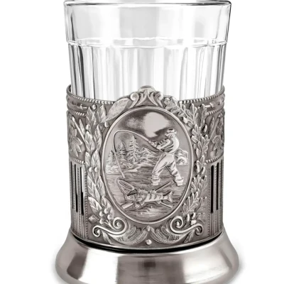 Набор для чая "Рыбак (Советский)" никелированный с чернением