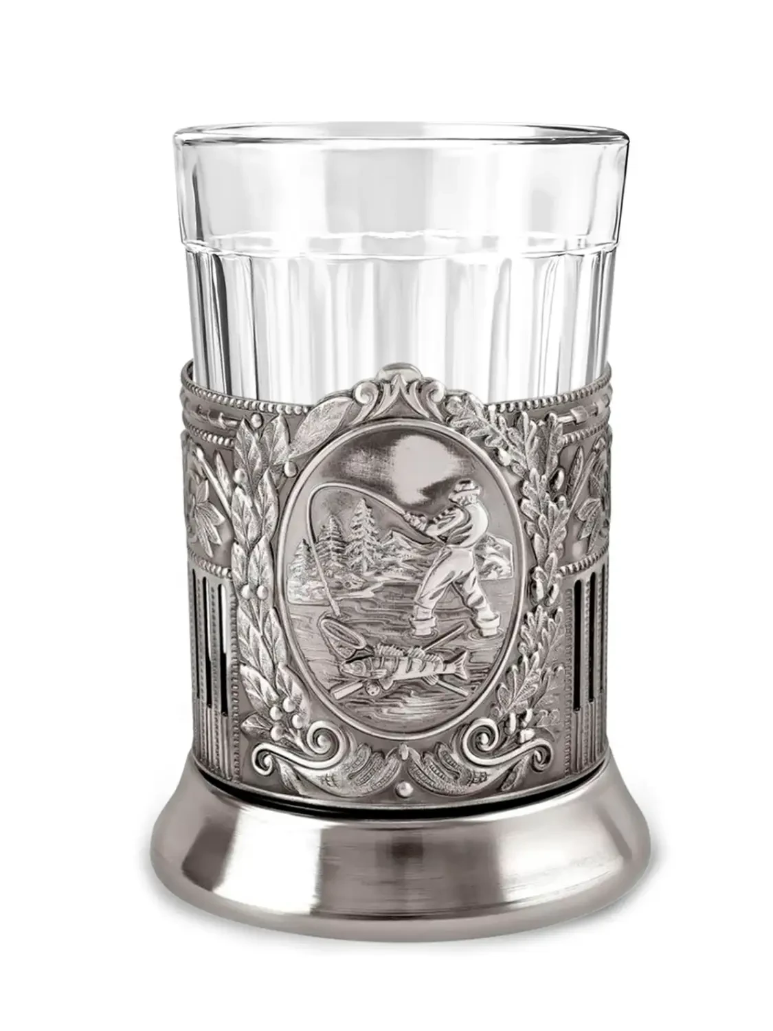 Набор для чая "Рыбак (Советский)" никелированный с чернением