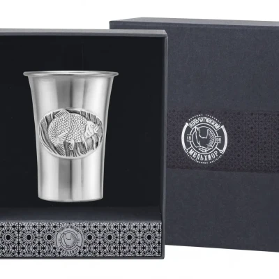 Стопка "Лещ" посеребренная полированная с чернением