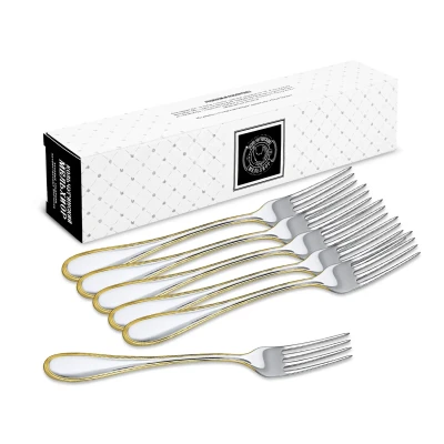 Набор столовых вилок "Капелька" посеребренный с позолотой