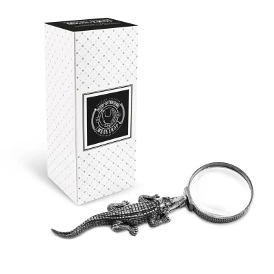 Лупа "Крокодил"  посеребренная с чернением