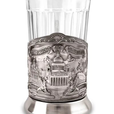 Набор для чая "Санкт-Петербург (Триумфальная)" никелированный с чернением