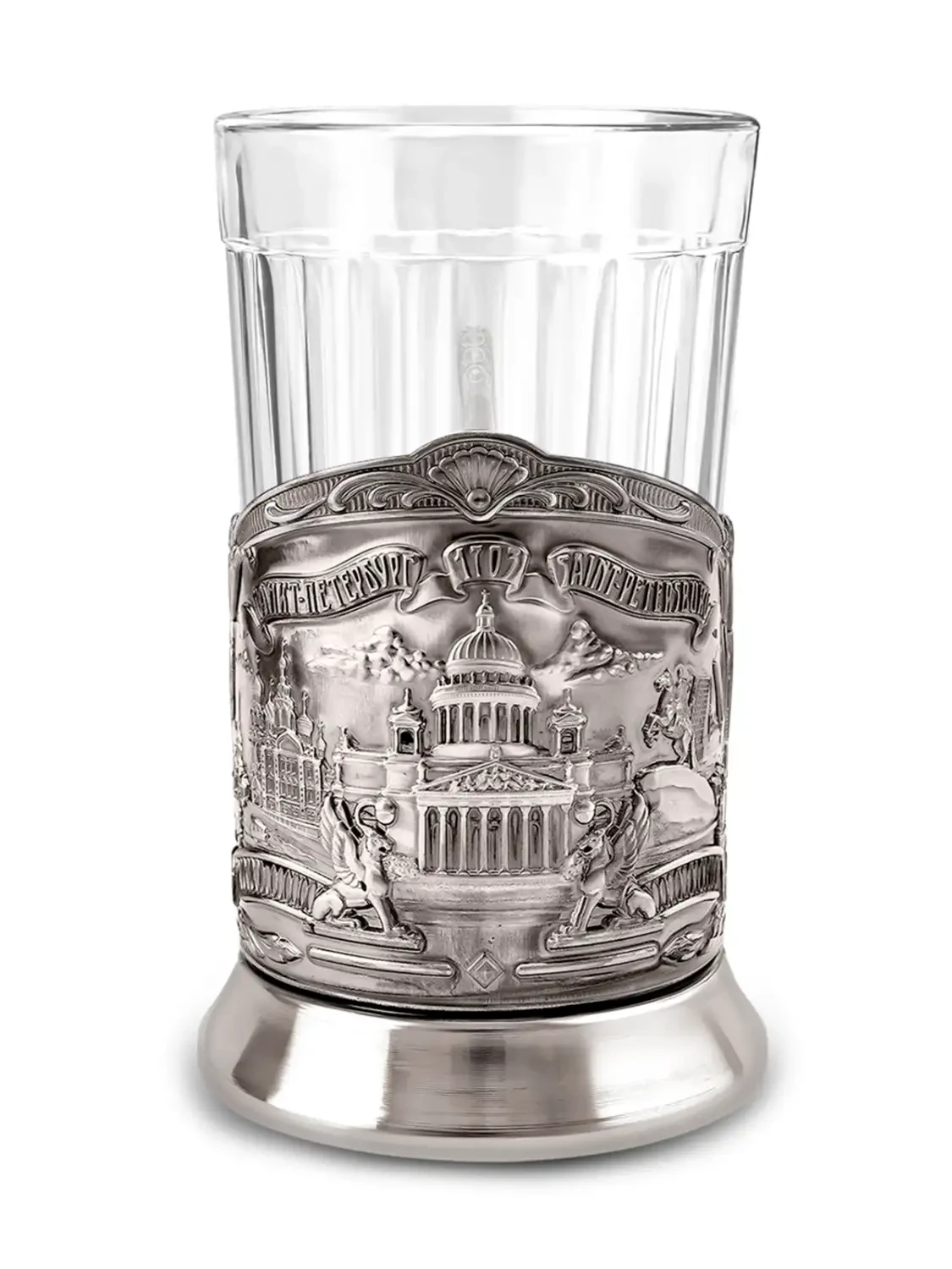 Набор для чая "Санкт-Петербург (Триумфальная)" никелированный с чернением