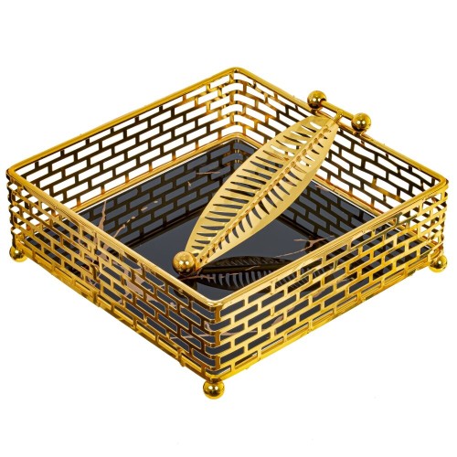 Салфетница "Золотое перо", L18 W18 H7 см Салфетница "Золотое перо", L18 W18 H7 см