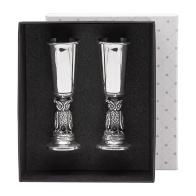 Набор рюмок "Сова" посеребренный полированный с чернением Набор рюмок "Сова" посеребренный полированный с чернением
