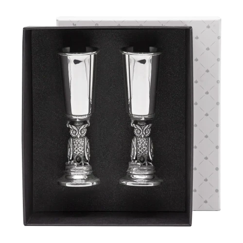 Набор рюмок "Сова" посеребренный полированный с чернением Набор рюмок "Сова" посеребренный полированный с чернением