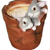 Кашпо декоративное "Зайчики в горшке"