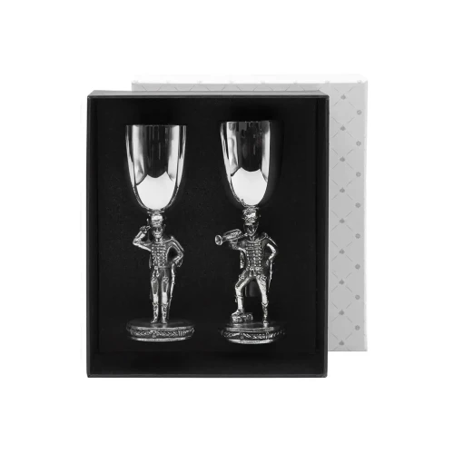 Набор рюмок "Трубач - Честь имею" посеребренный полированный с чернением 2 пр.
