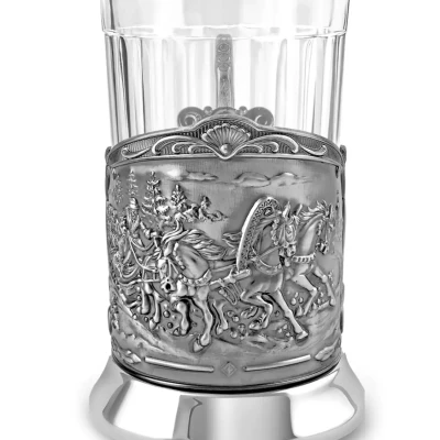 Набор для чая "Тройка (Триумфальная)" никелированный с чернением