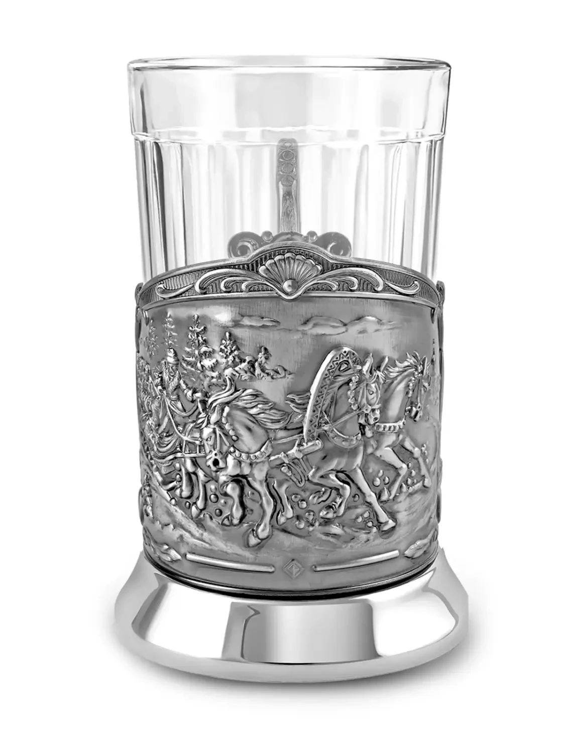 Набор для чая "Тройка (Триумфальная)" никелированный с чернением