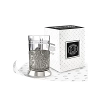 Набор для чая "Новогодний" никелированный с чернением, подарок на Новый год