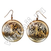 Серьги "Лев, побеждающий дракона"