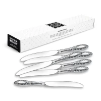 Набор десертных ножей "Морозко" посеребренный с чернением