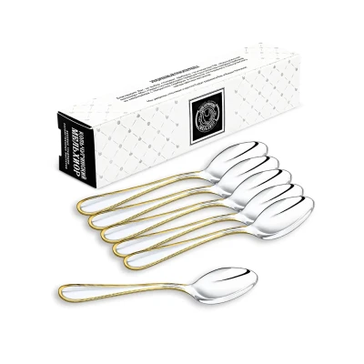 Набор чайных ложек "Капелька" посеребренный с позолотой