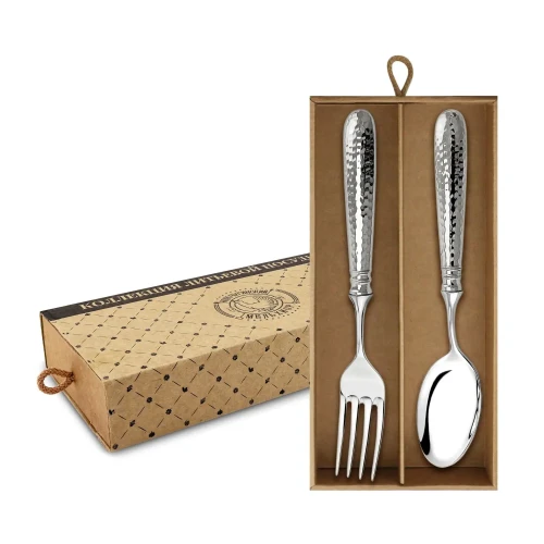 Набор столовый "Кованый" латунный посеребренный